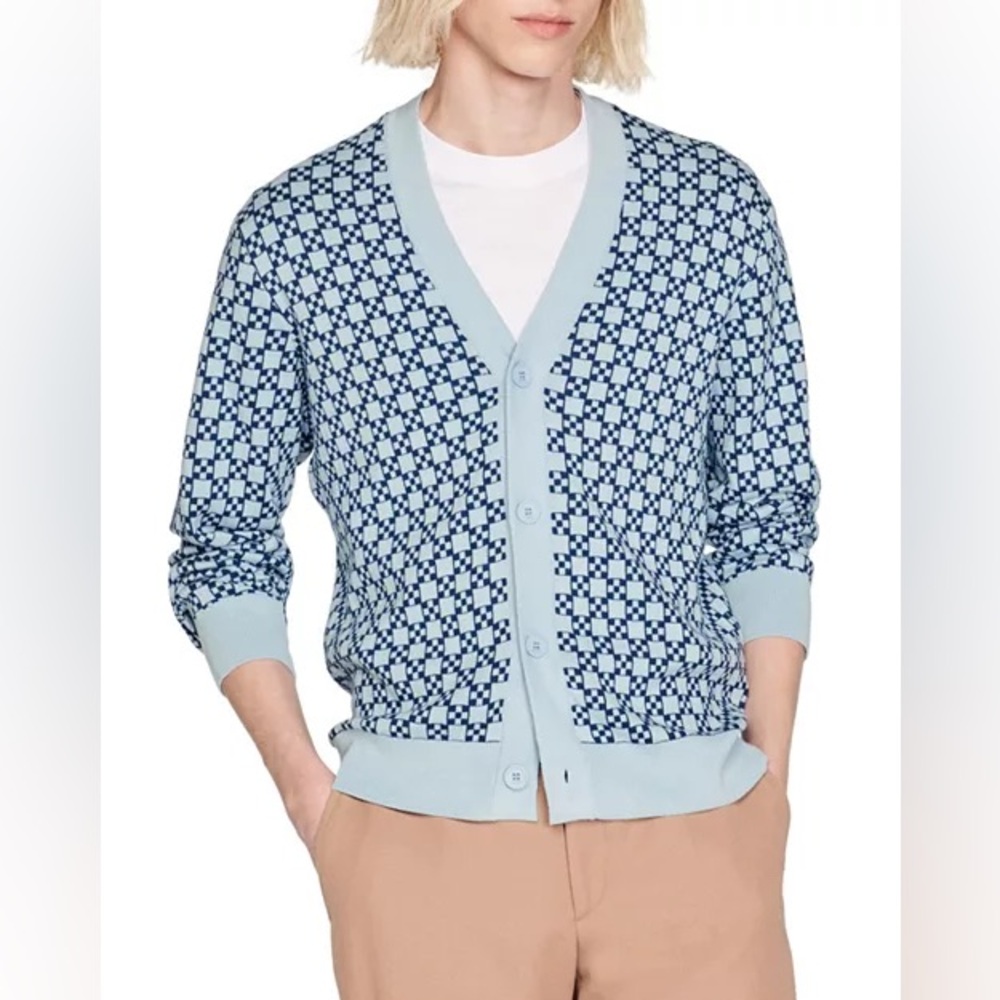 NWT Sandro Square Cross Jacquard Cardigan